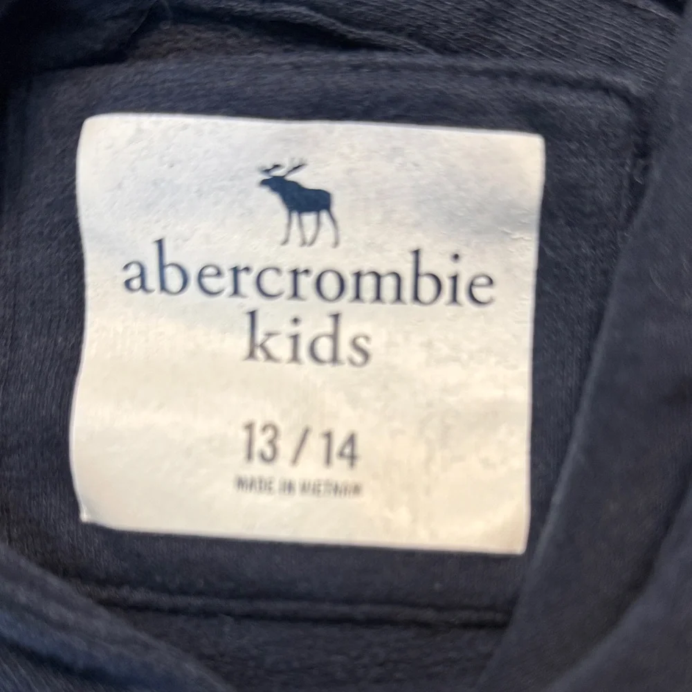 Abercrombie Kids Navy Blue Moose Logo Pullover Hoodie Size 13/14